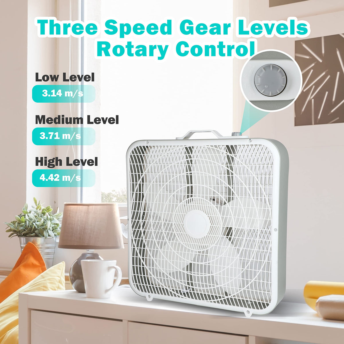 20'' 3-Speed Box Fan with Carry Handle V8235