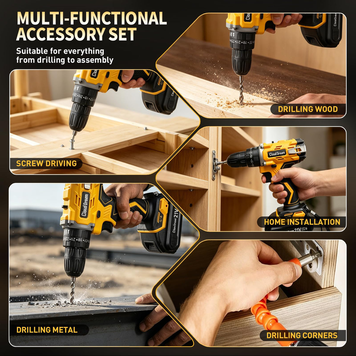 21V Cordless Drill Set with 2 Batteries and Charger Q96790