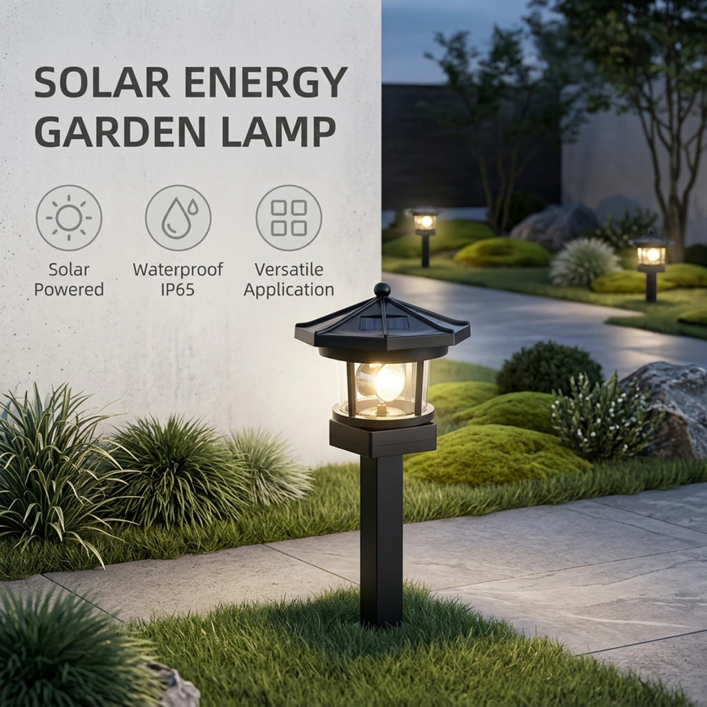 Black 2-Pack Rotating Solar Lighthouse B76274