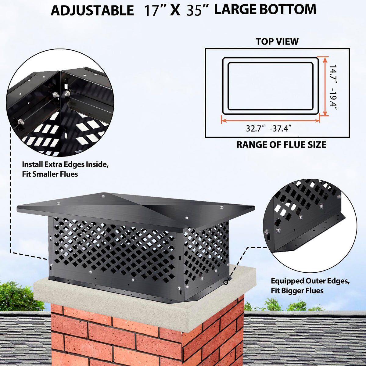 Black Alloy Steel Chimney Cap D476