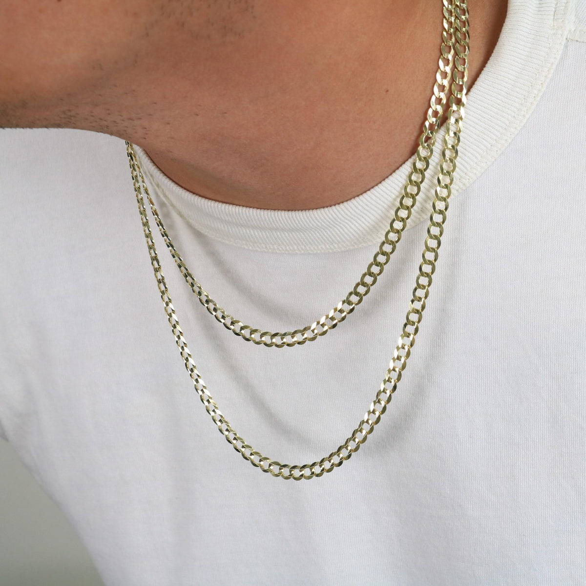 14K Yellow Gold Cuban Curb Link Chain Necklace G377