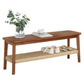 Solid Wood Entryway Bench with Woven Storage Shelf, Chestnut, 48” C35851