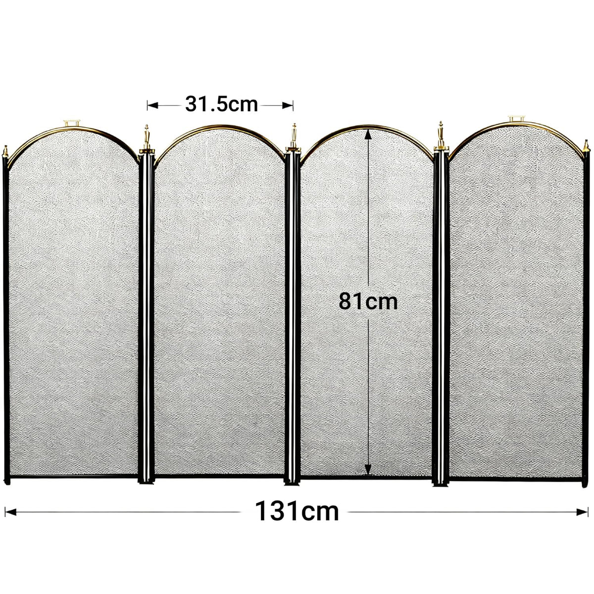 Large Gold 4 Panel Wrought Iron Fireplace Screen W538