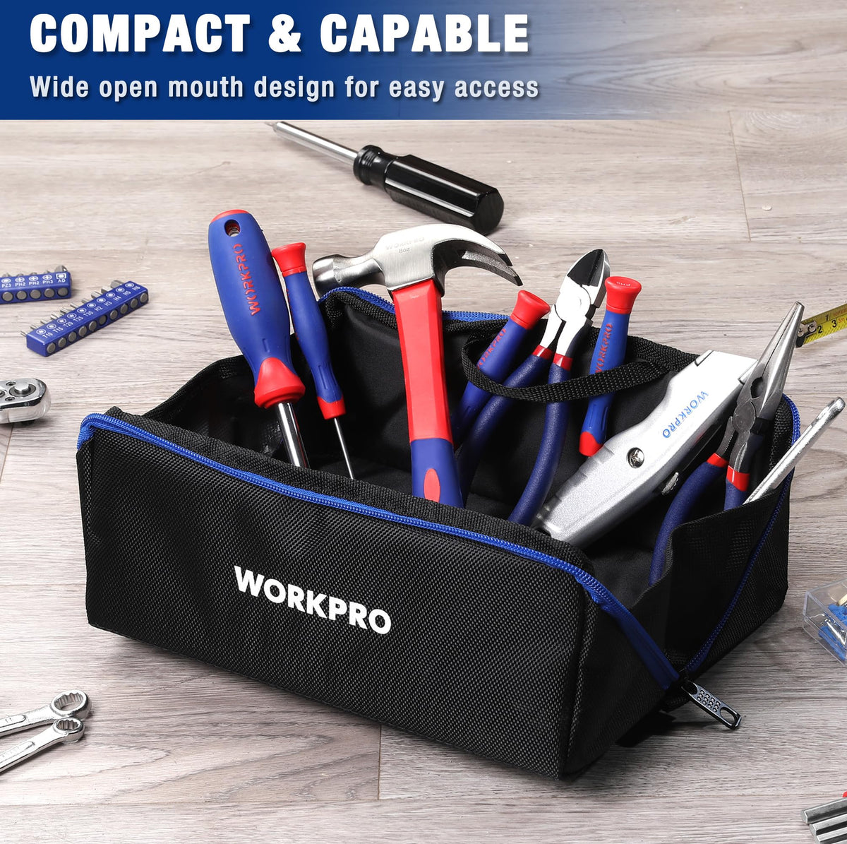 10" Wide Mouth Zipper Utility Tool Bag X669172