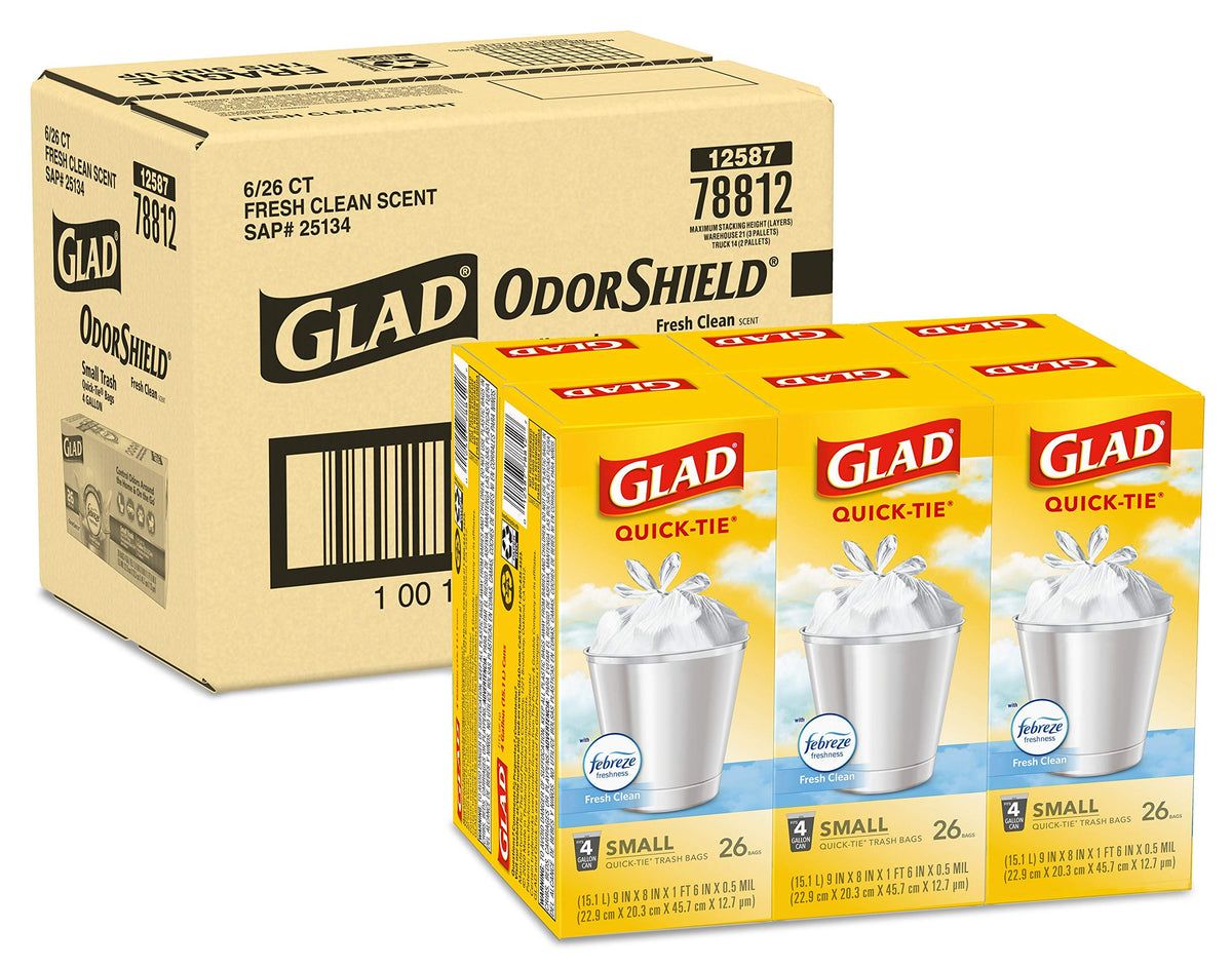 4 Gallon White Trash Bags, 26 Count (Pack of 6) Q129898