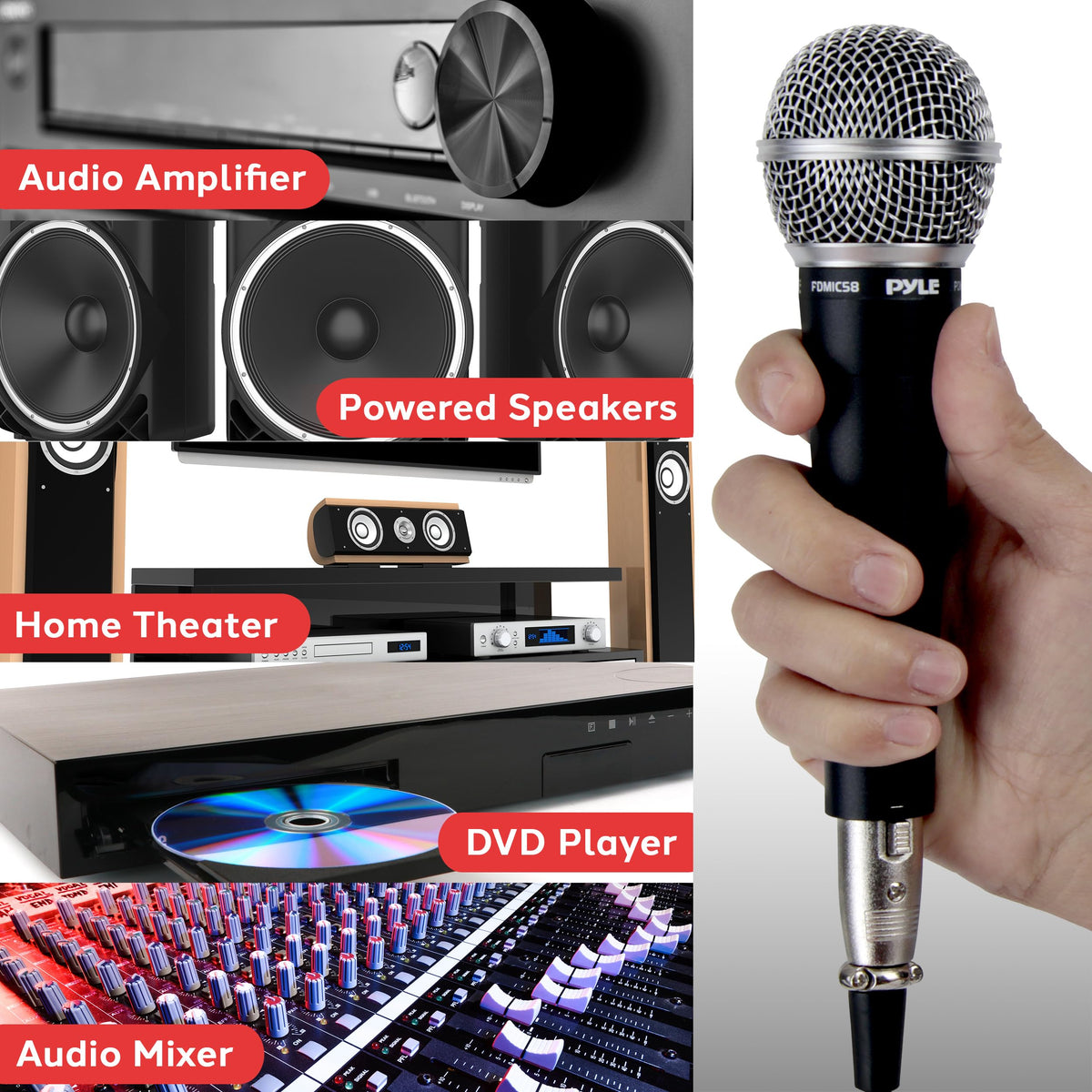 4-Pack Unidirectional Handheld Dynamic Microphone with XLR Cable B5370
