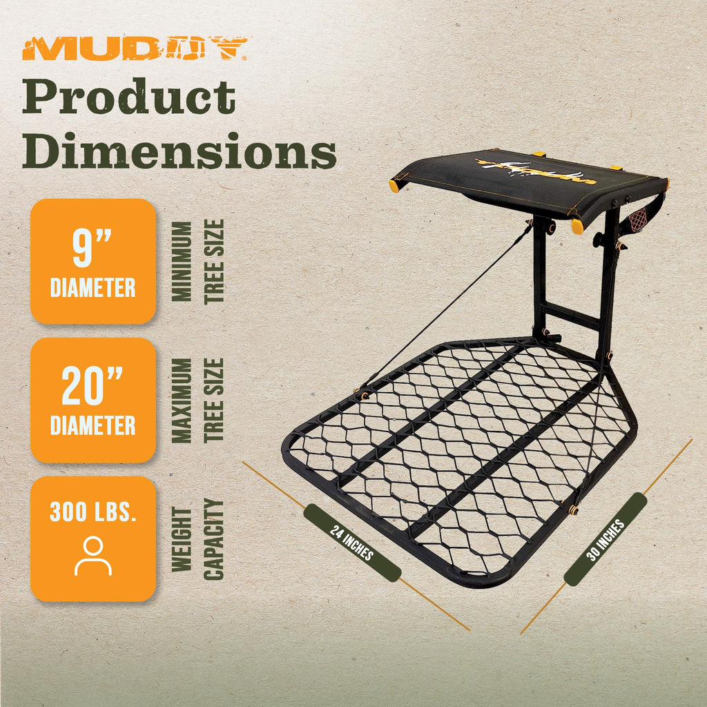 1-Person Tree Stand Platform & Set of 3 Climbing Sticks with Fold-Up Steps M304369
