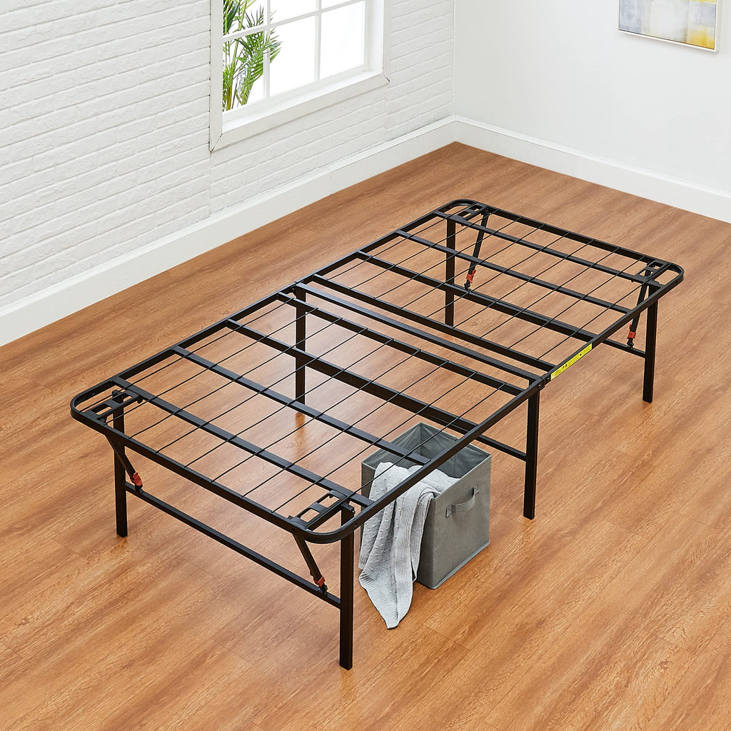 Foldable Metal Platform Bed Frame, 18 Inches High, Twin Size, Black I272