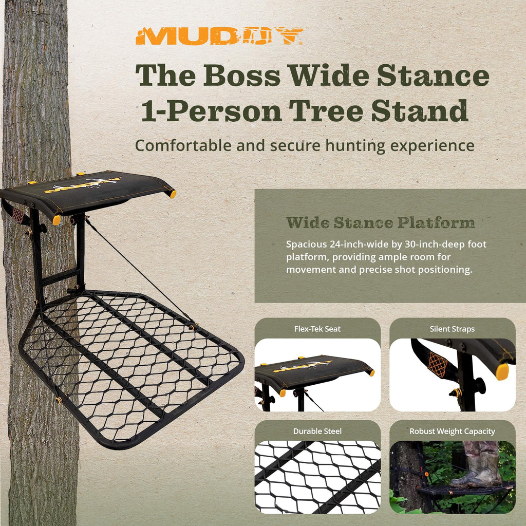 1-Person Tree Stand Platform & Set of 3 Climbing Sticks with Fold-Up Steps M304369
