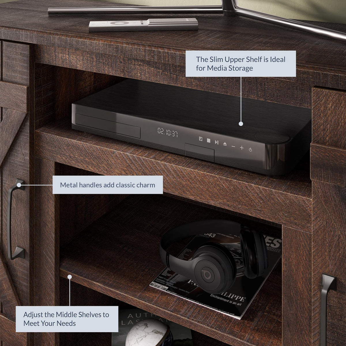 47" Espresso TV Stand & Media Entertainment Center A58613