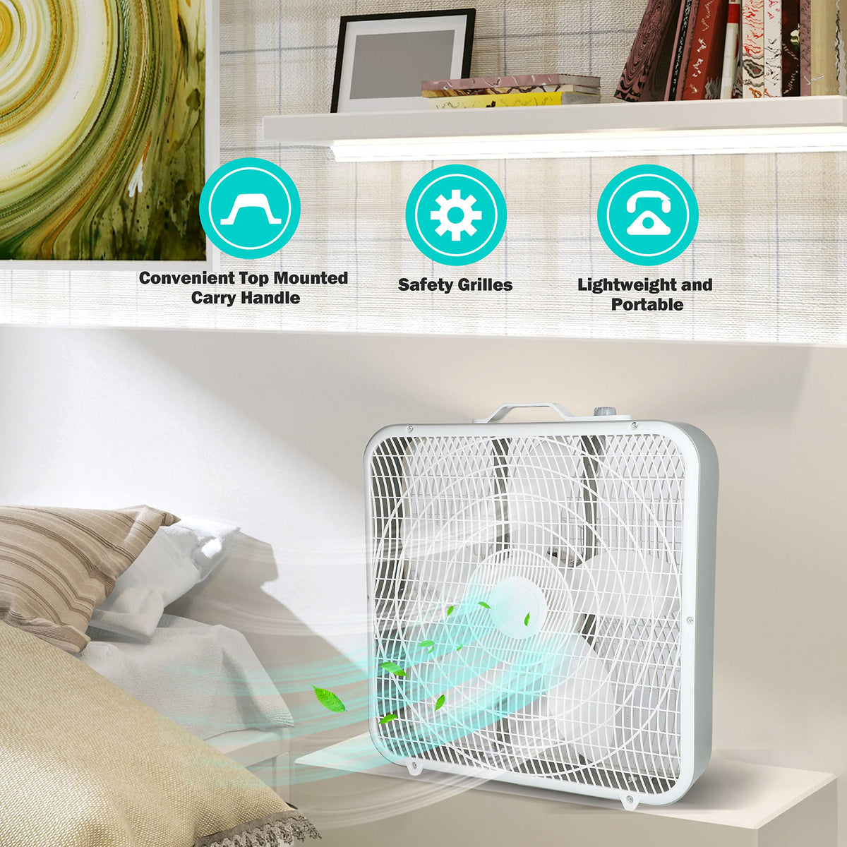 20'' 3-Speed Box Fan with Carry Handle V8235