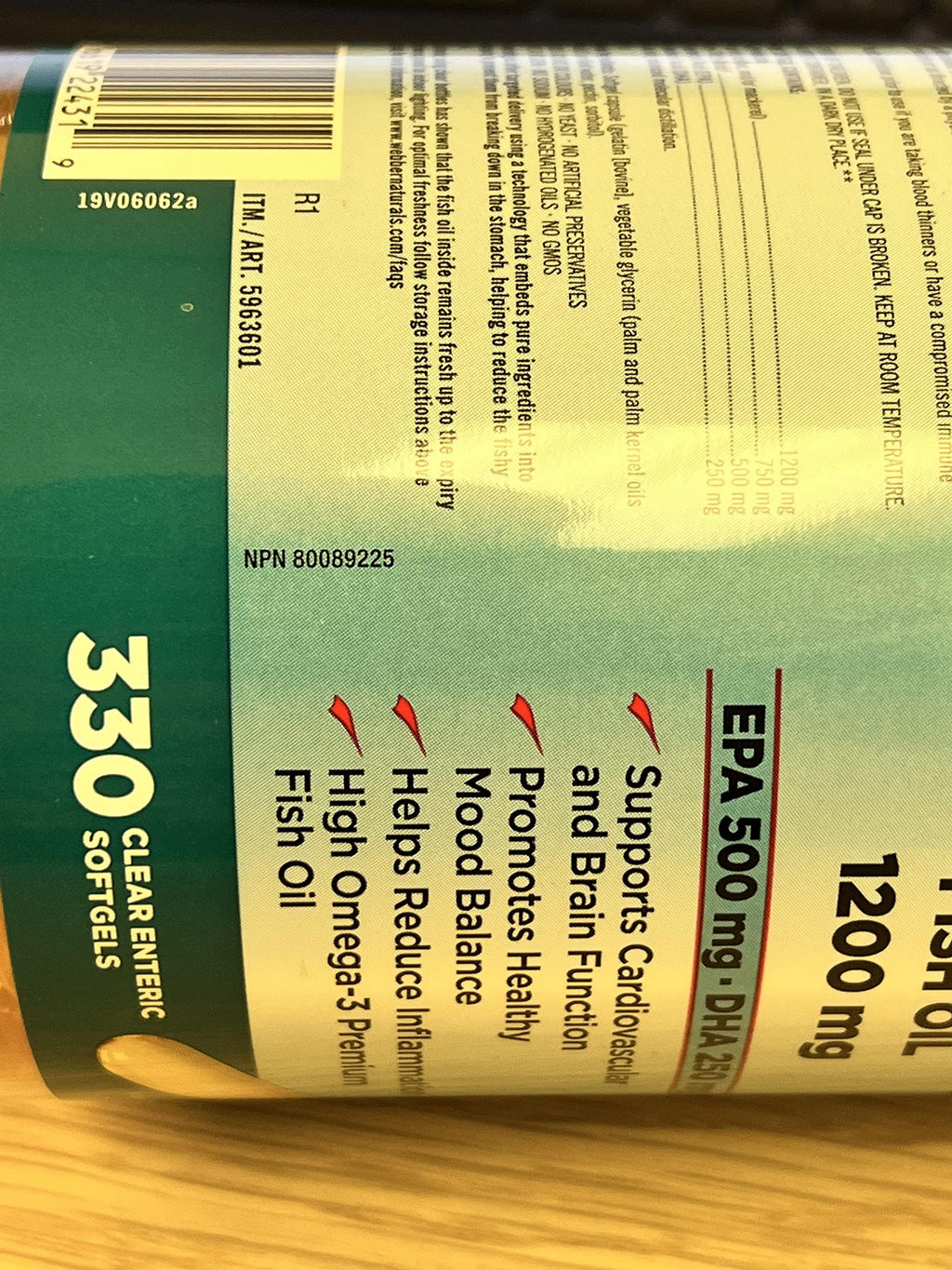 Omega-3 Fish Oil 1000mg 300 Softgels Y673